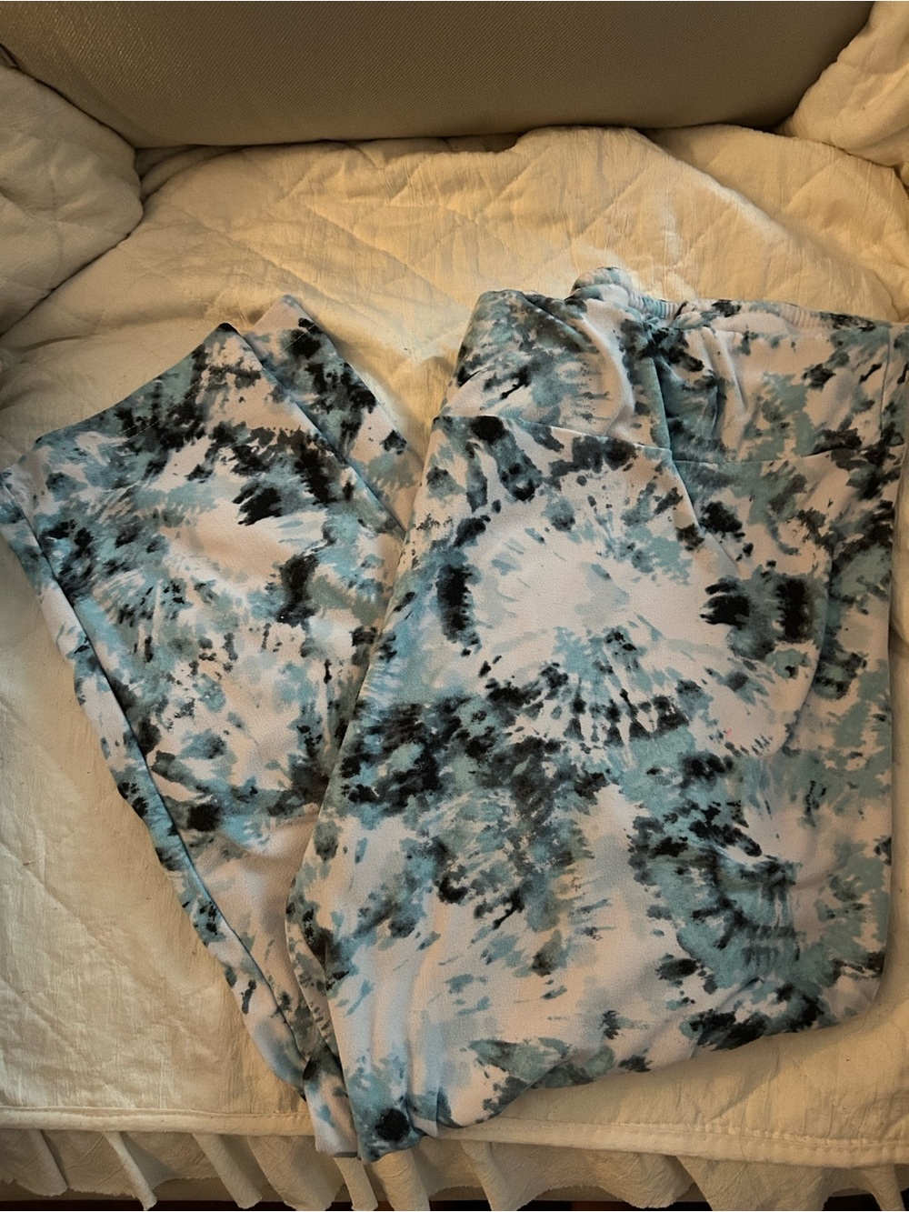 Women's Blue Tie-Dye leggings - Lightweight Casual Style , crop style